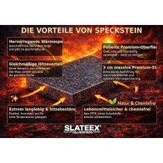 Slateex Grillstein aus Speckstein 20 x 13 x 3cm