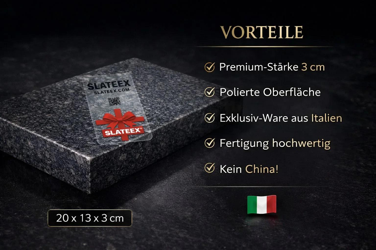 Slateex Grillstein aus Speckstein 20 x 13 x 3cm