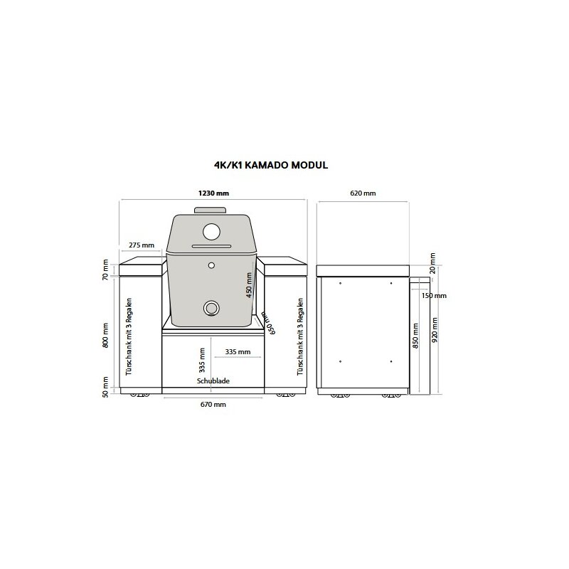 Everdure Seabreeze BBQ Modul für 4K und K1 Kamado, Schwarz