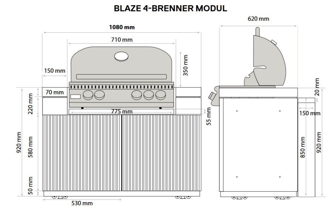 Everdure Seabreeze BBQ Modul für Built-in Grill 32" 4- Brenner LTE+ und LTE Pro, Schwarz