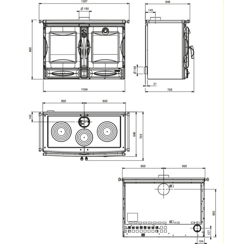 Küchenherd La Nordica Prestige Line - Alaska 16 - 12 kW - Schwarz verglast
