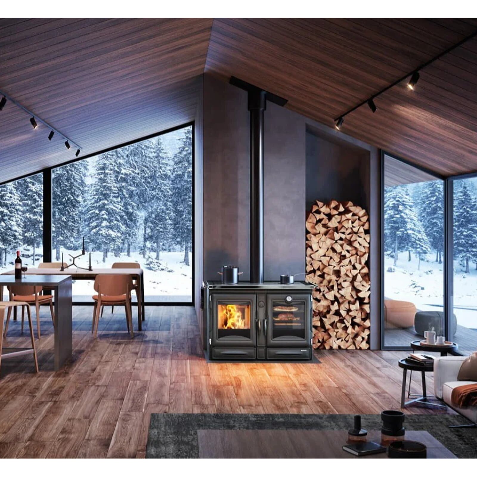 Küchenherd La Nordica Prestige Line - Alaska 16 - 12 kW - Schwarz verglast