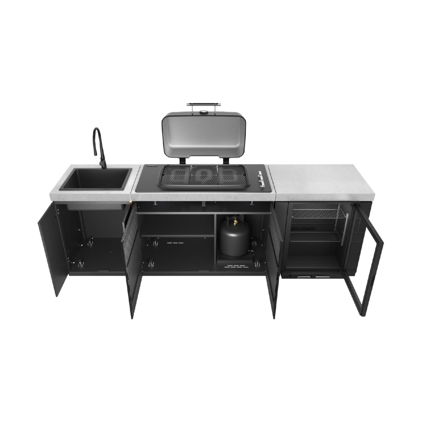 Everdure Seabreeze Einbau- Gasgrill Furnace inkl. Haube, Schwarz