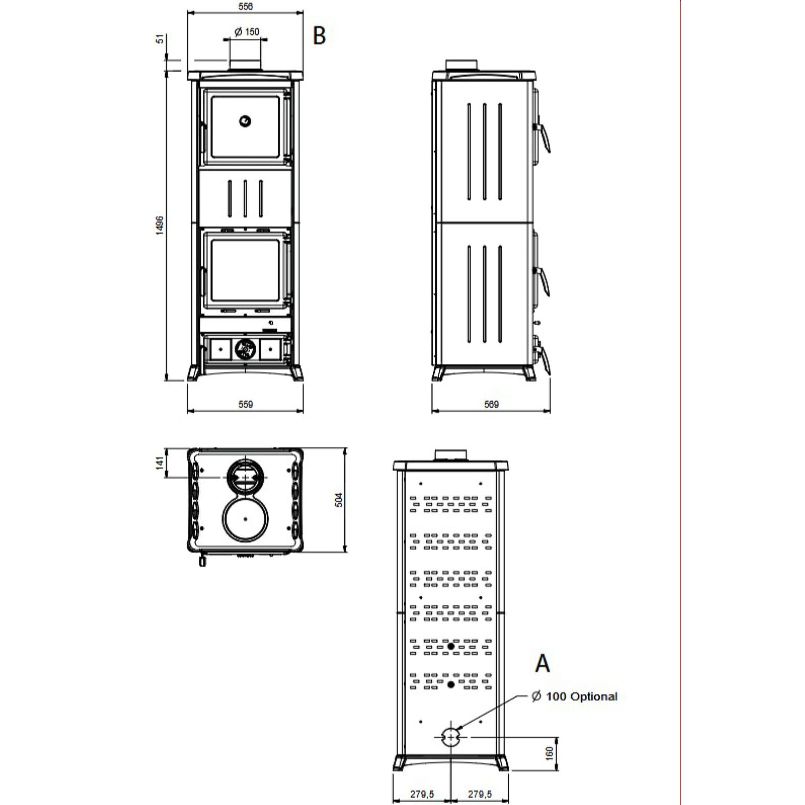 Kaminofen La Nordica Prestige Line - Nova Forno 16 Steel - 11,8 kW - Anthrazit Schwarz