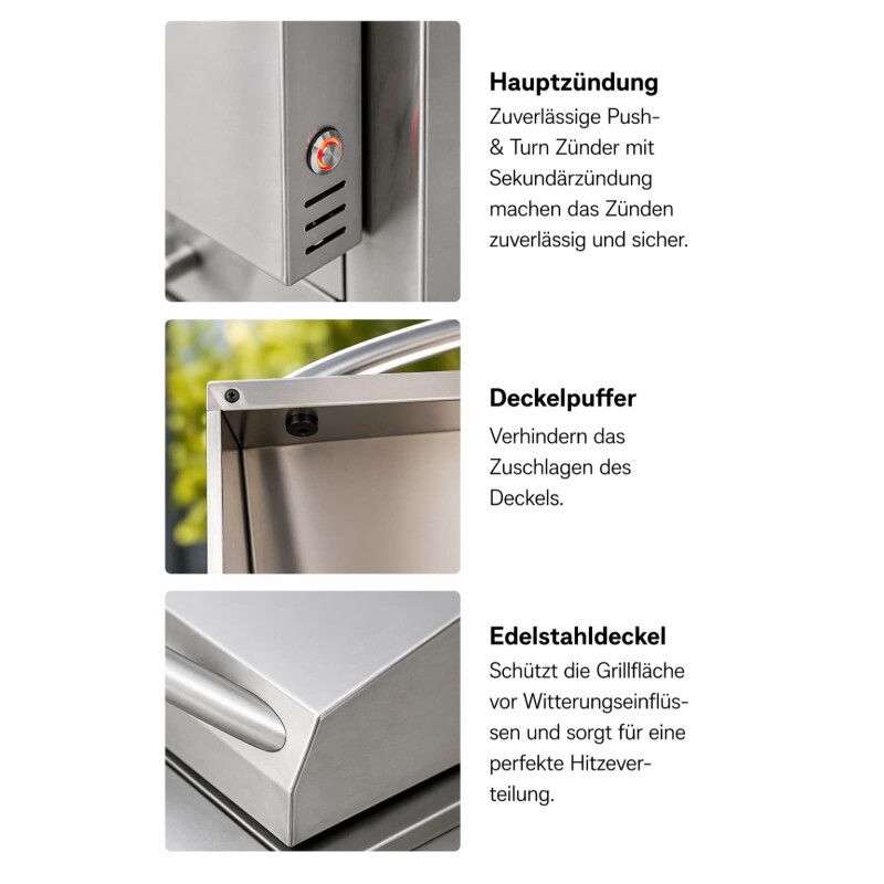 Everdure Einbau- Gasgrill Blaze LTE+ 30" Gas Griddle (Plancha), Silber