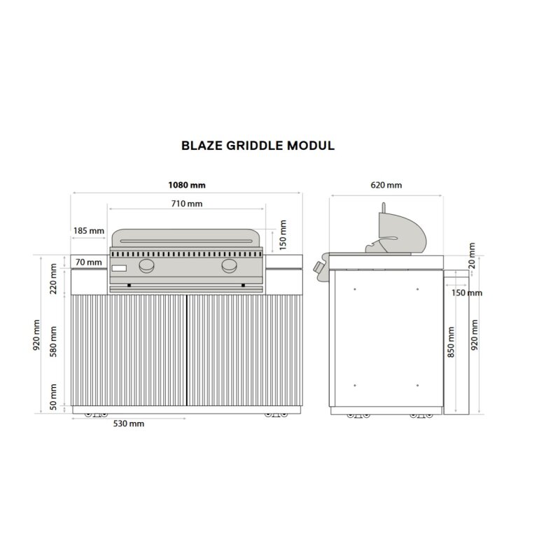 Everdure Seabreeze BBQ Modul für Built-in Grill LTE+ Gas Griddle, Schwarz