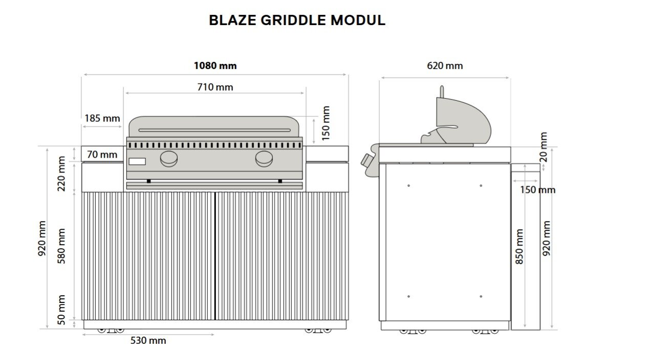 Everdure Seabreeze BBQ Modul für Built-in Grill LTE+ Gas Griddle, Schwarz