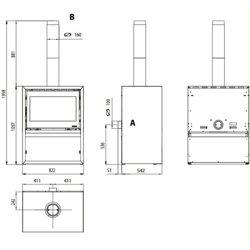 Kaminofen La Nordica Prestige Line - Dante 16 con Portalegna (Holzfach) - 12,4 kW