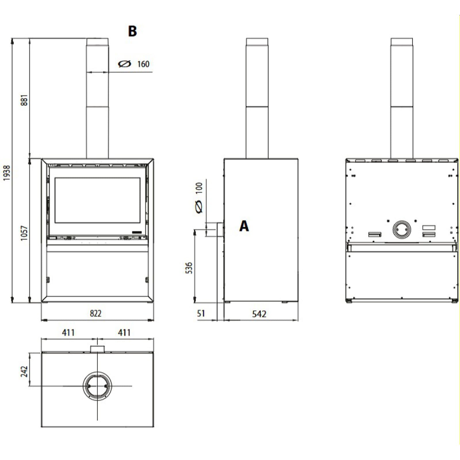 Kaminofen La Nordica Prestige Line - Dante 16 con Portalegna (Holzfach) - 12,4 kW