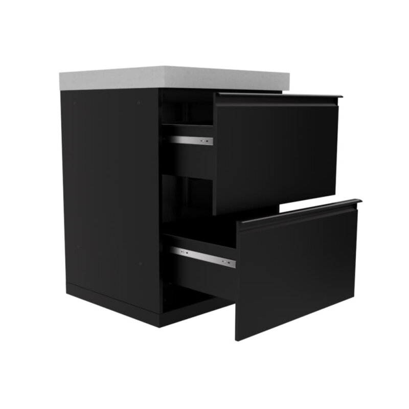 Everdure Seabreeze Outdoorküche Schrank- Modul mit Doppelschubladen, Schwarz