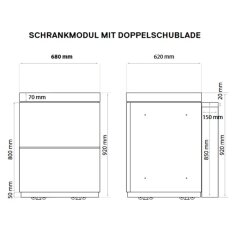 Everdure Seabreeze Outdoork&uuml;che Schrank- Modul mit Doppelschubladen, Schwarz