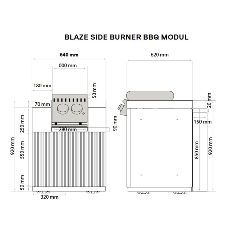 Everdure Seabreeze BBQ Modul für Blaze LTE+ Side Burner, Schwarz
