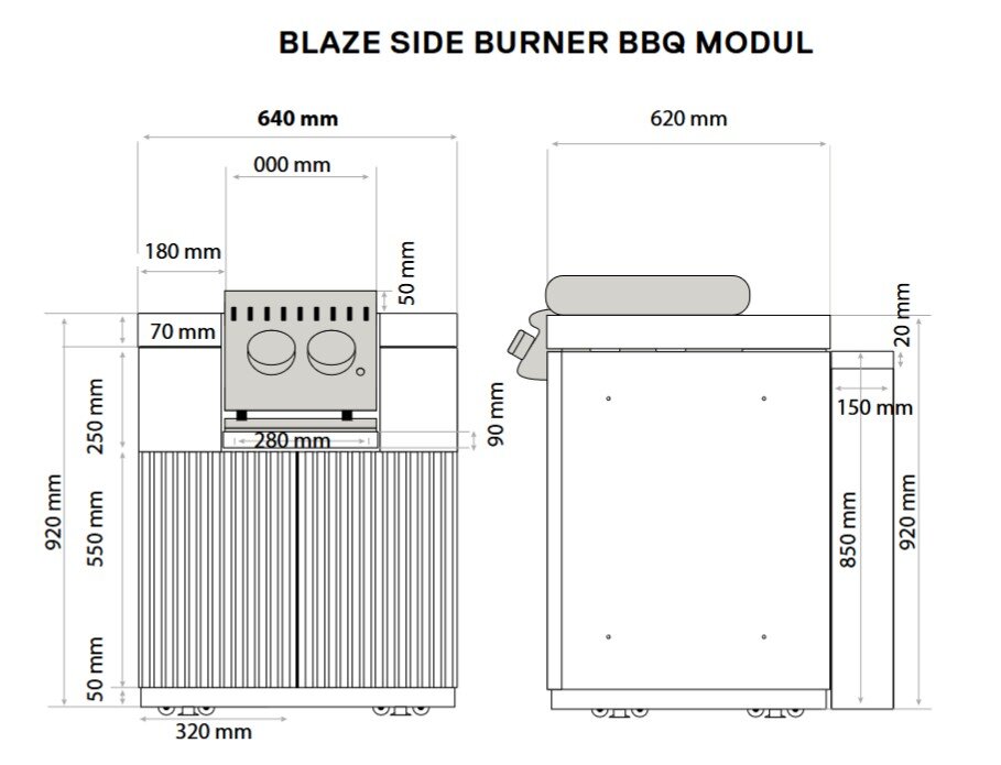 Everdure Seabreeze BBQ Modul für Blaze LTE+ Side Burner, Schwarz