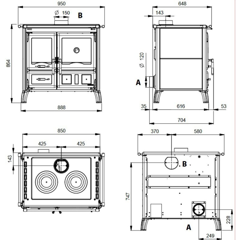 Küchenherd La Nordica Prestige Line - Gardenia 16 Petra - 9,5 kW - Naturstein