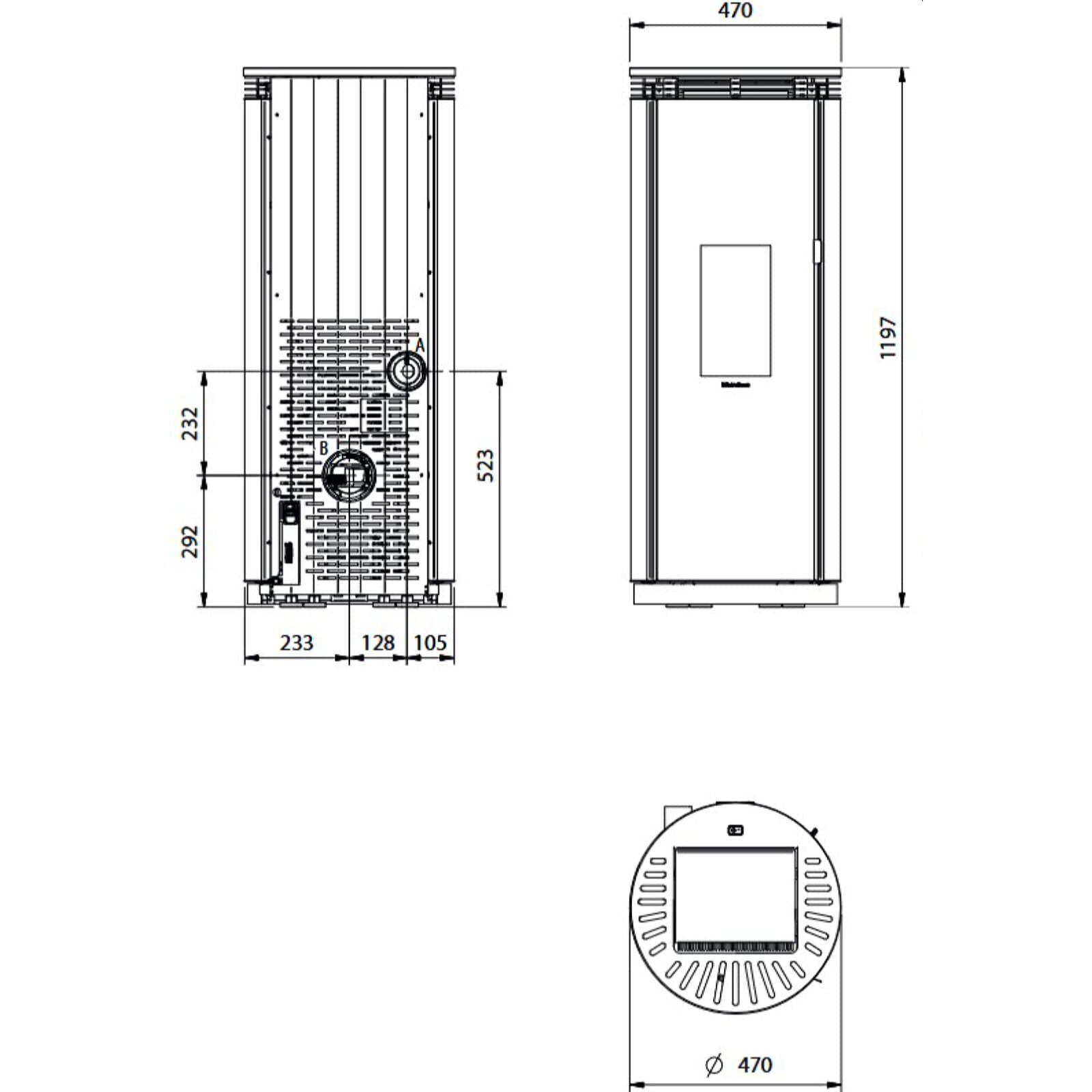 Pelletofen La Nordica Extraflame Prestige Line - Pamela Crystal BLSC - 8 kW - Schwarz