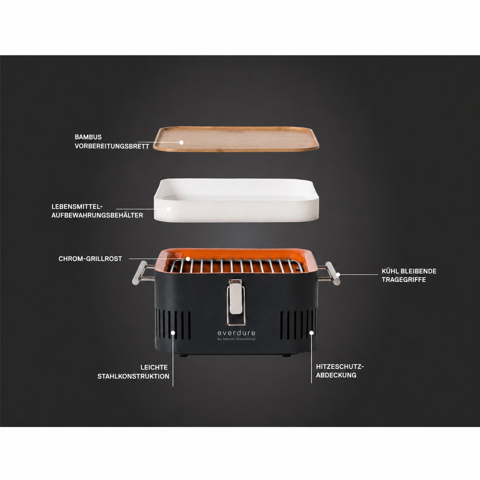 tragbarer Holzkohlegrill Everdure ehd Cube