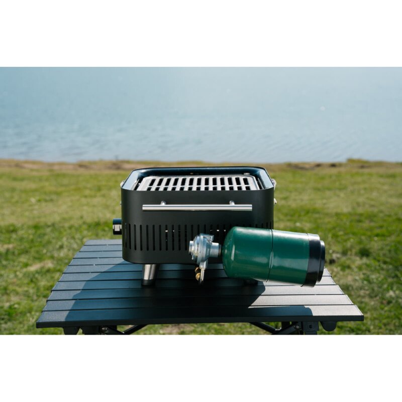 tragbarer Gasgrill Everdure ehd Cube ProFlame 360 mit Garhaube + Gusplatte, all Black