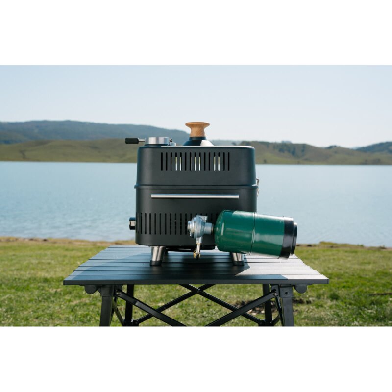 tragbarer Gasgrill Everdure ehd Cube ProFlame 360 mit Garhaube + Gusplatte, all Black