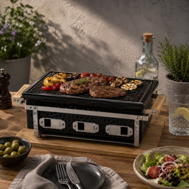 Keramik Tischgrill Yakiniku Shichirin, eckig, Large