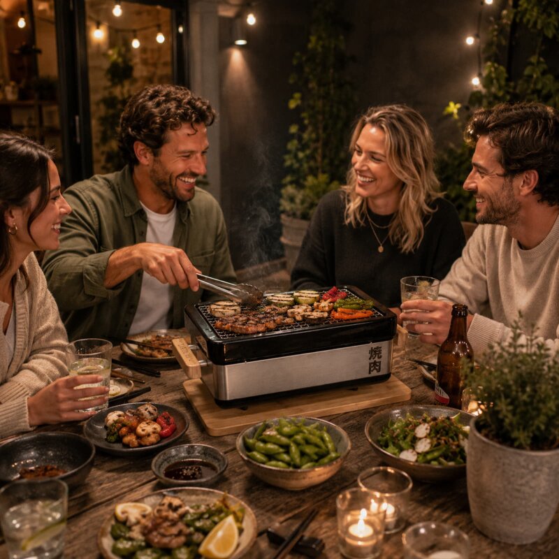 Keramik Tischgrill Yakiniku Shichirin Pro, eckig, medium