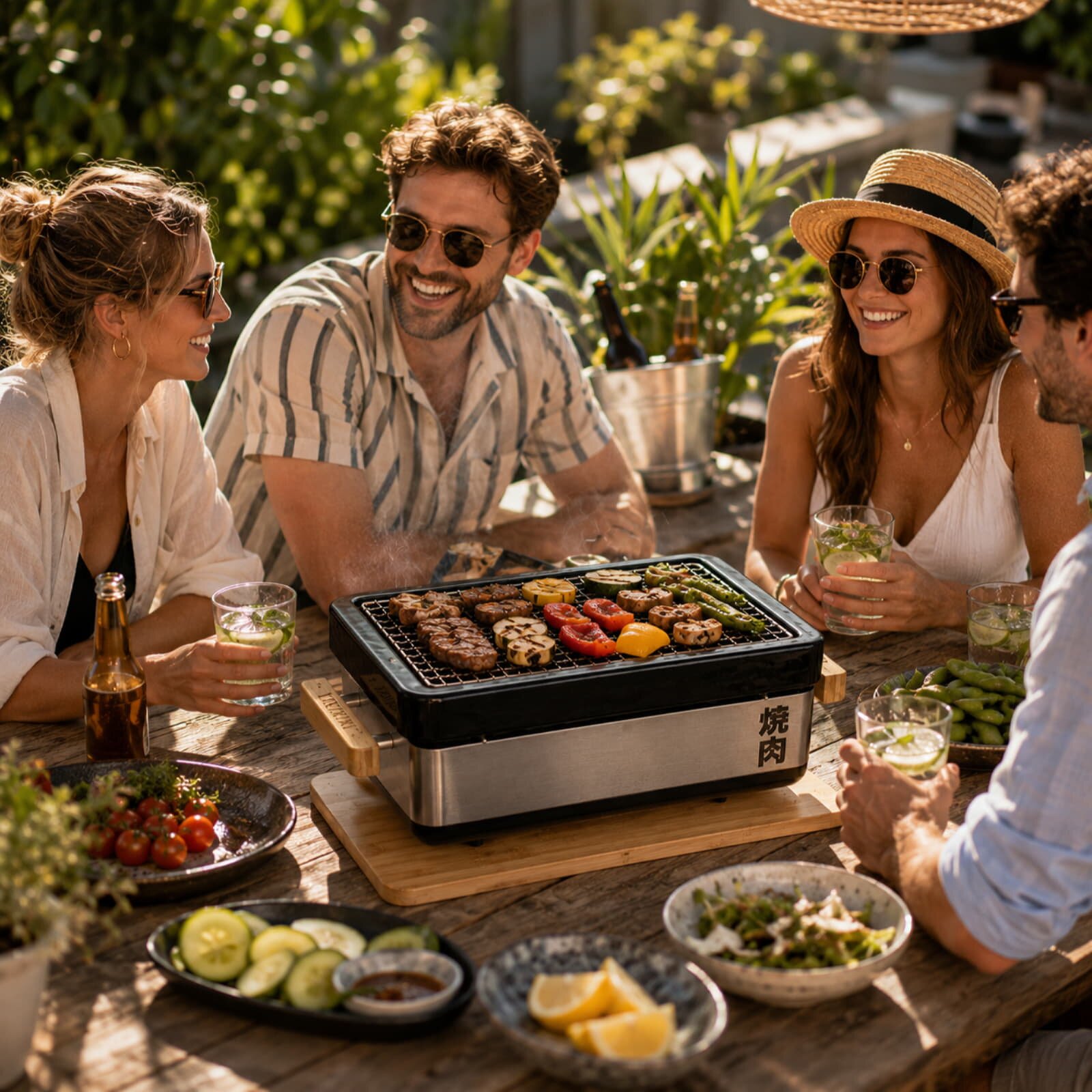 Keramik Tischgrill Yakiniku Shichirin Pro, eckig, medium