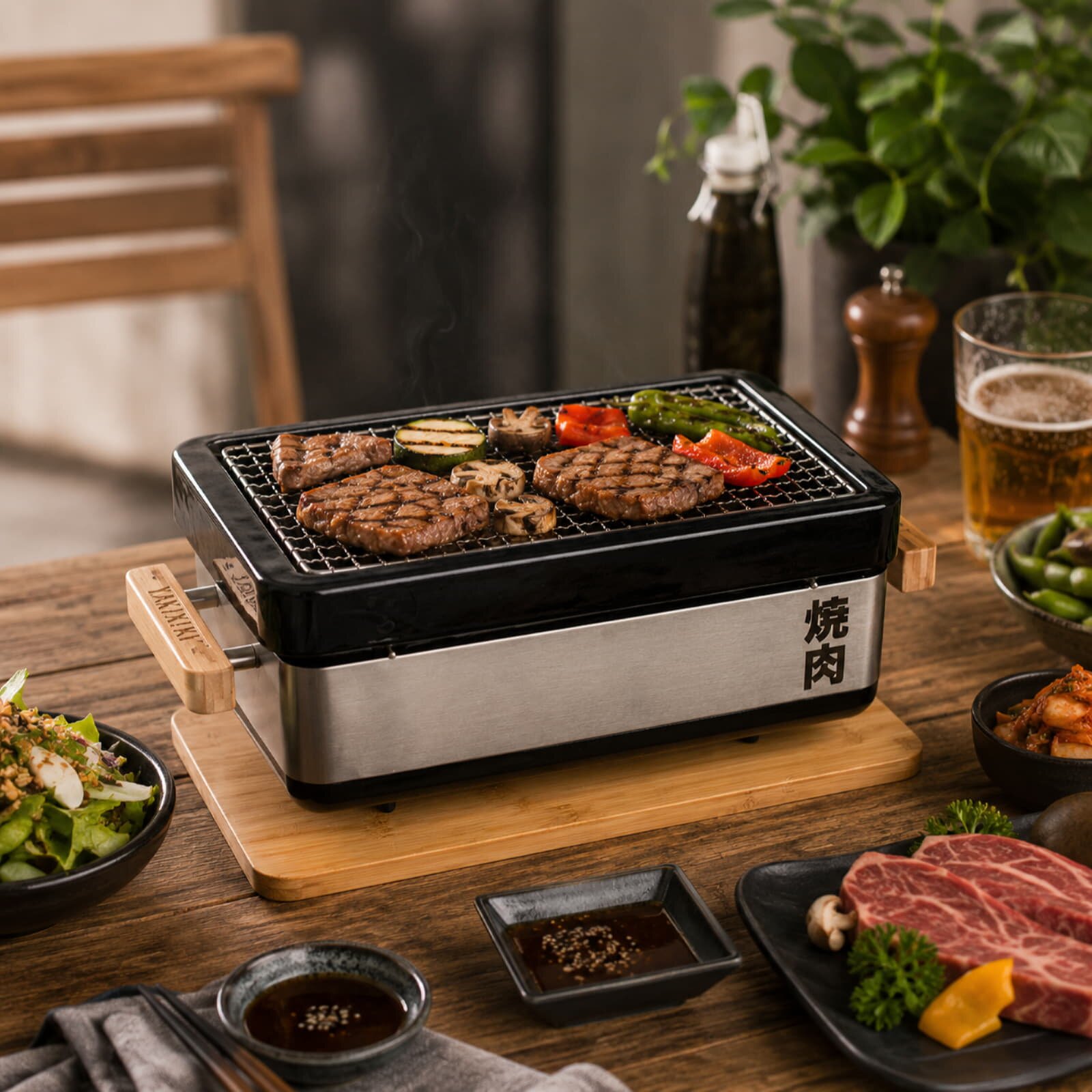 Keramik Tischgrill Yakiniku Shichirin Pro, eckig, medium