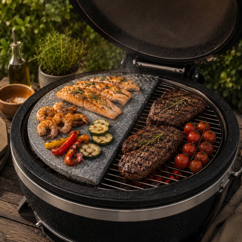Slateex Halbmond Speckstein- Grillstein für Monolith Icon, 33 x 16 x 2 cm