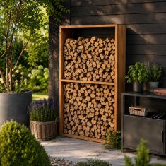 Kaminholzlager Vulx by Hwam Multiflex, Breite 80 cm, Tiefe 40 cm, Cortenstahl