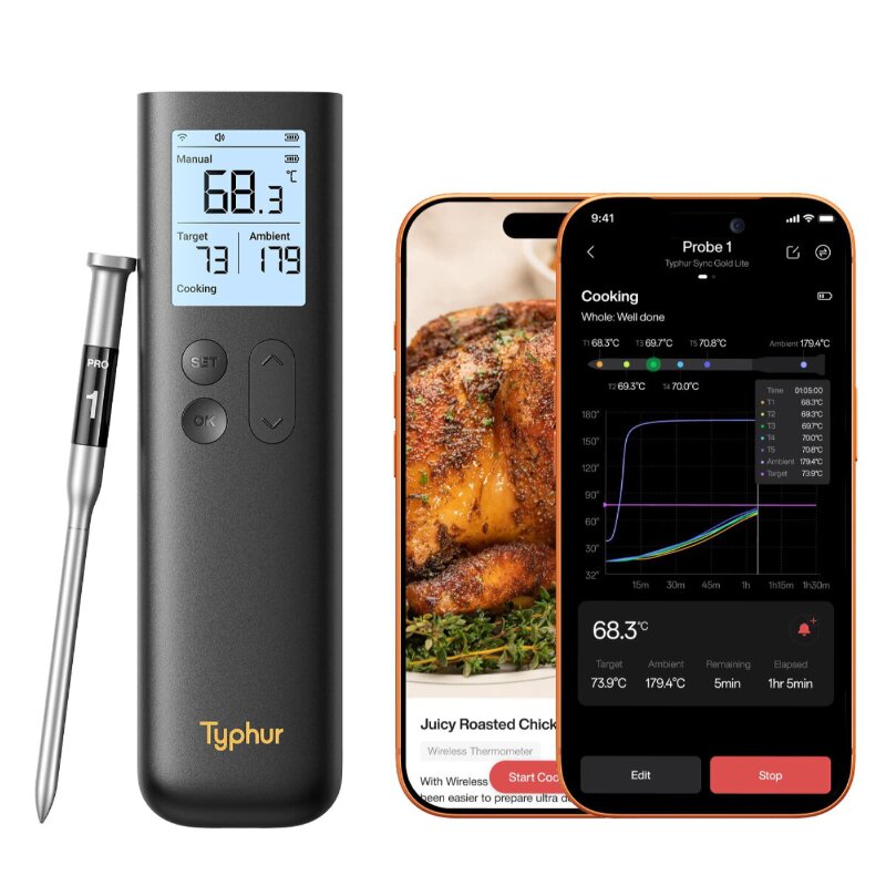 Typhur Sync Gold Lite - kabelloses Fleischthermometer mit 1 Sonde - wireless