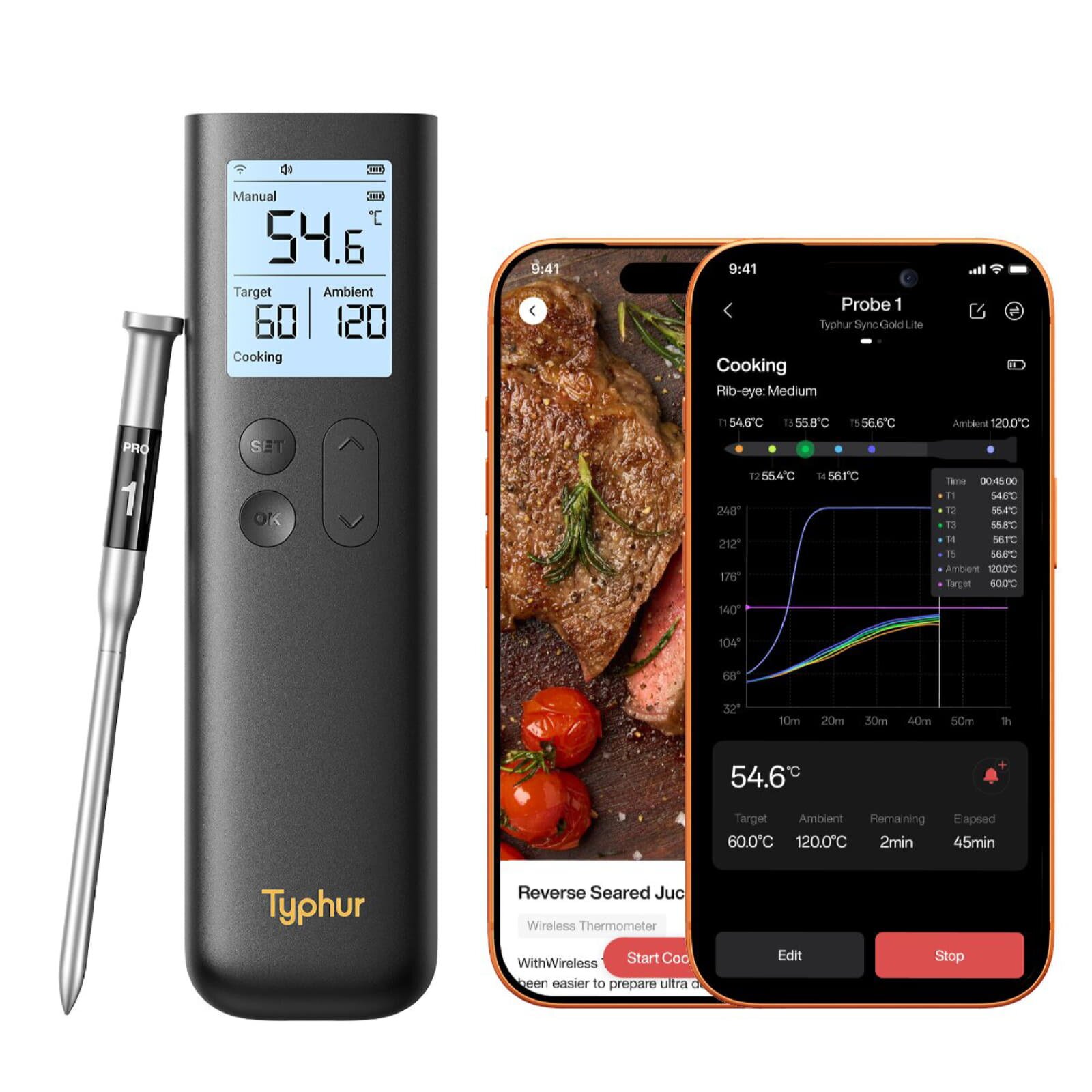 Typhur Sync Gold Lite - kabelloses Fleischthermometer mit 1 Sonde - wireless