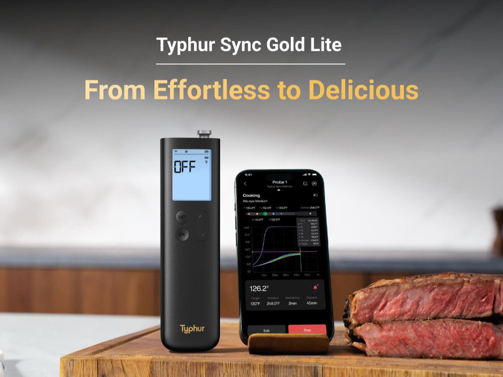 Typhur Sync Gold Lite - kabelloses Fleischthermometer mit 1 Sonde - wireless