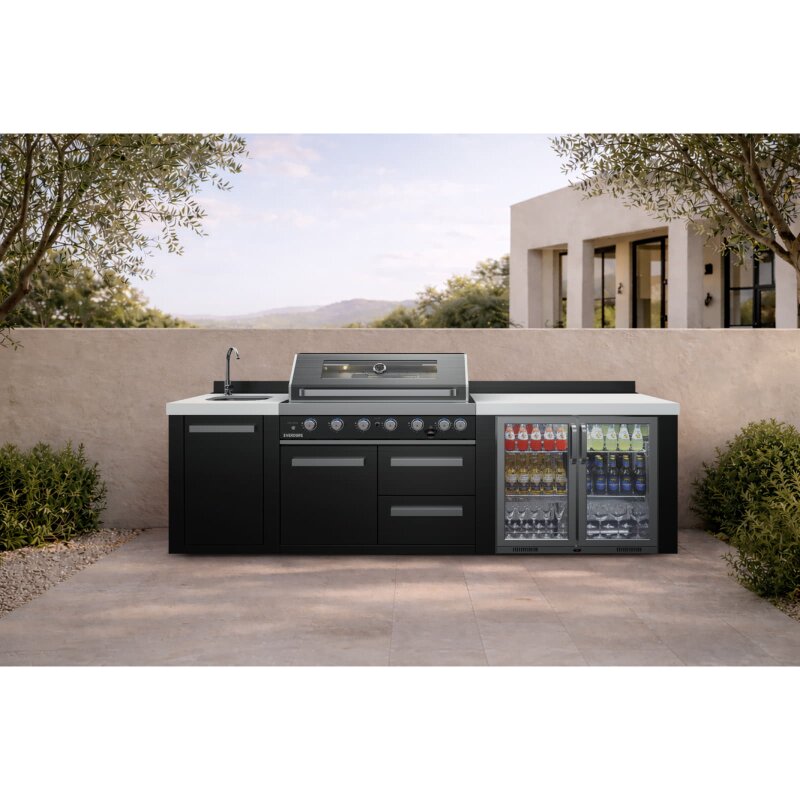 Everdure NEO Black Steel Outdoorküche inkl. Grill, Kühlschrank, Spülbecken