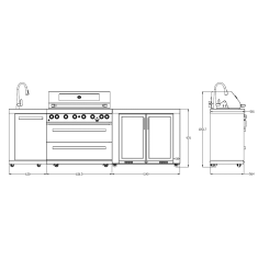 Everdure NEO Black Steel Outdoorküche inkl. Grill, Kühlschrank, Spülbecken