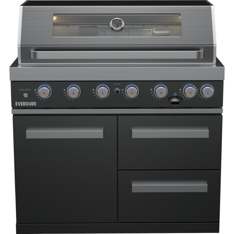Everdure NEO Black BBQ Modul mit Built- In 6+1 Brenner Gasgrill, Schwarz