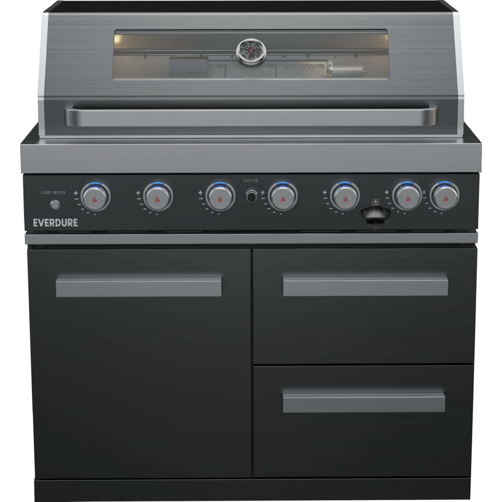 Everdure NEO Black BBQ Modul mit Built- In 6+1 Brenner Gasgrill, Schwarz