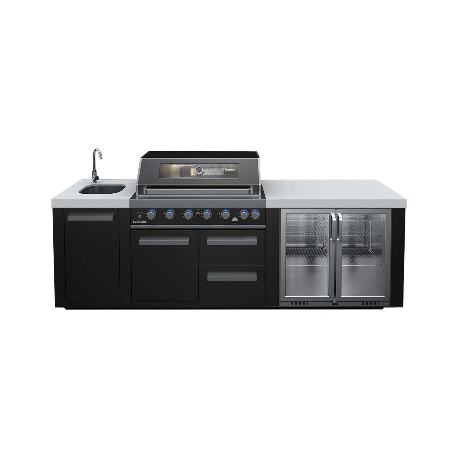 Everdure NEO Black BBQ Modul mit Built- In 6+1 Brenner Gasgrill, Schwarz