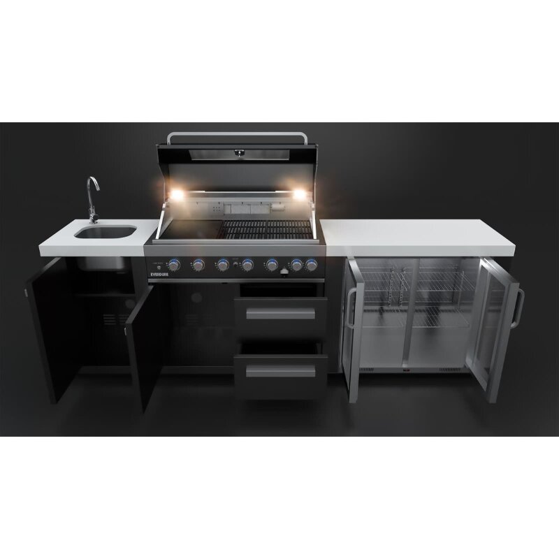 Everdure NEO Black Spülbeckenmodul mit Spüle und Wasserhahn, Schwarz