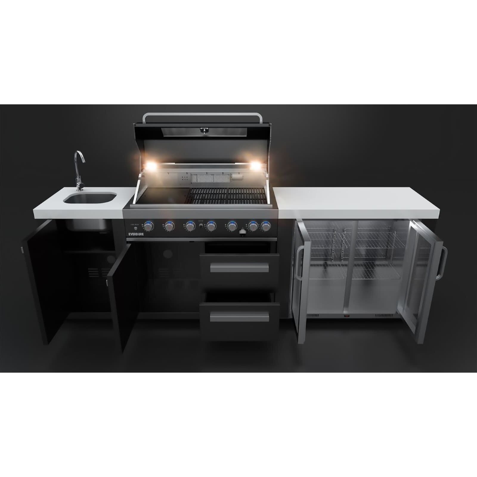 Everdure NEO Black Spülbeckenmodul mit Spüle und Wasserhahn, Schwarz