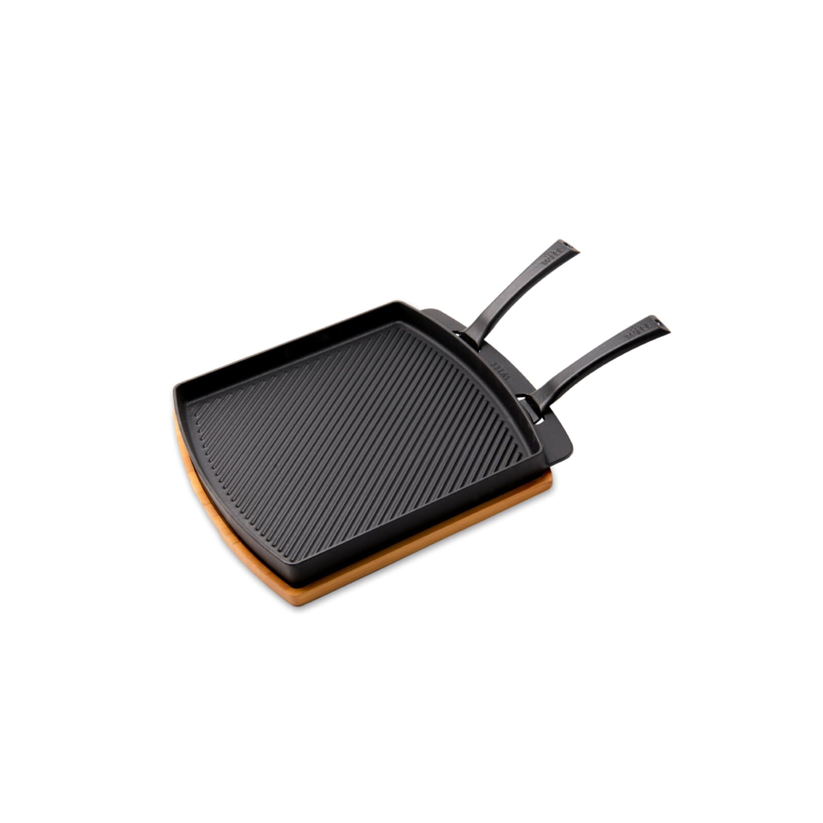 Witt Guss Grill- und Bratpfanne, doppelseitig, glatt/gerillt inkl. Holzbrett