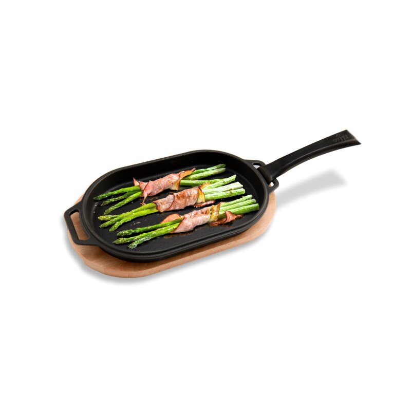Witt Guss Bratpfanne, glatt inkl. Holzbrett