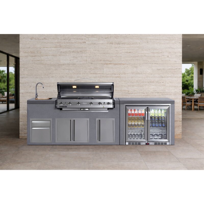 Everdure NEO Stone Outdoorküche inkl. Gasgrill, Doppelkühlschrank, Spülbecken