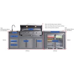 Everdure NEO Stone Outdoorküche inkl. Gasgrill, Doppelkühlschrank, Spülbecken