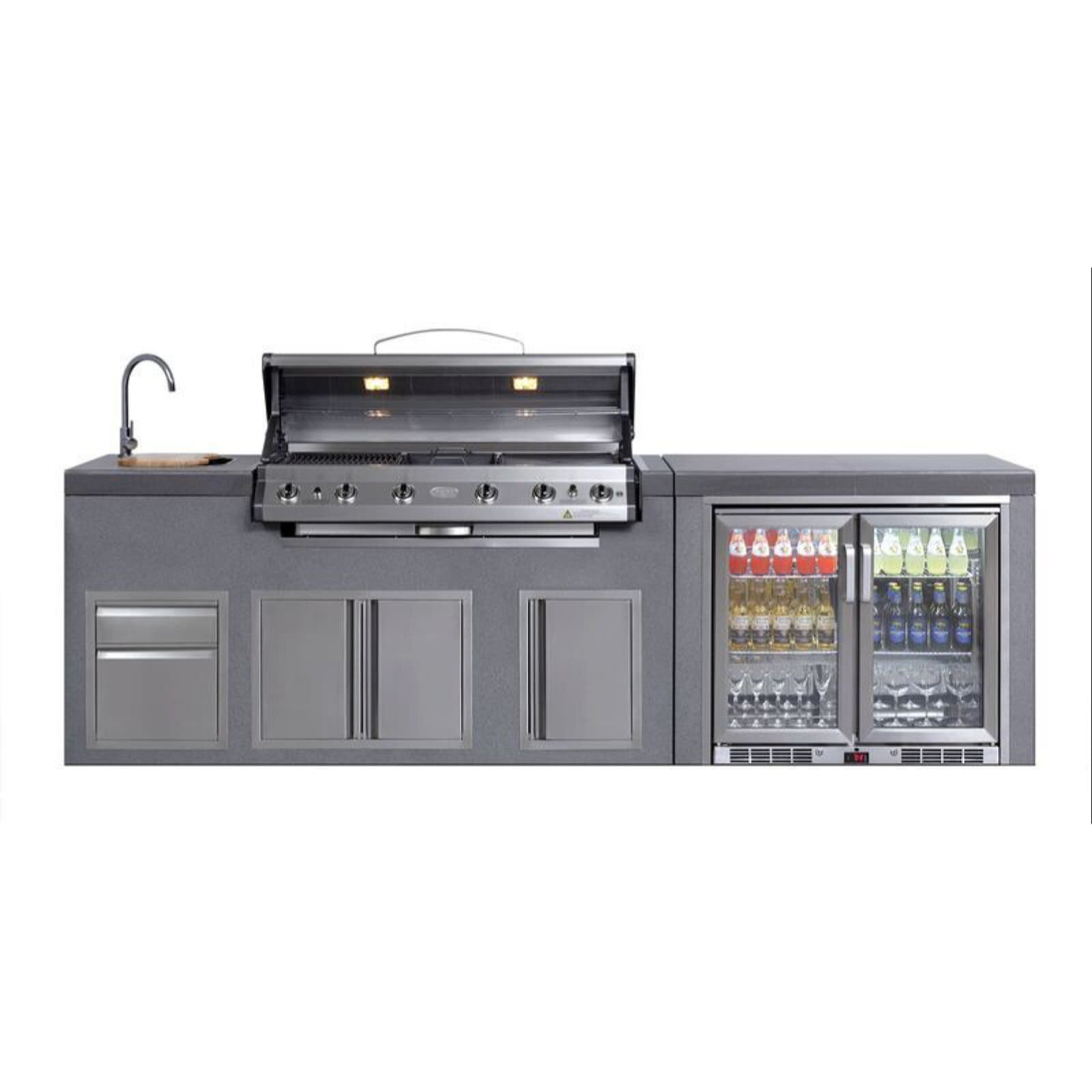 Everdure NEO Stone Outdoorküche inkl. Gasgrill, Doppelkühlschrank, Spülbecken