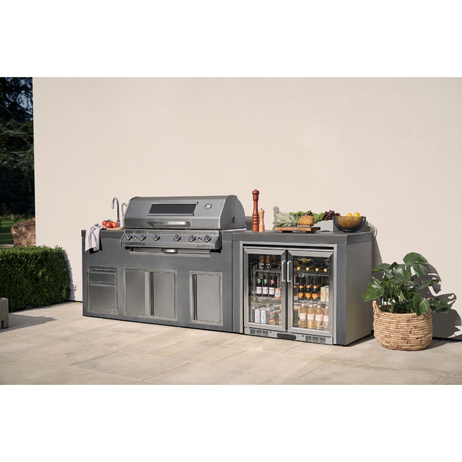 Everdure NEO Stone Outdoorküche inkl. Gasgrill, Doppelkühlschrank, Spülbecken