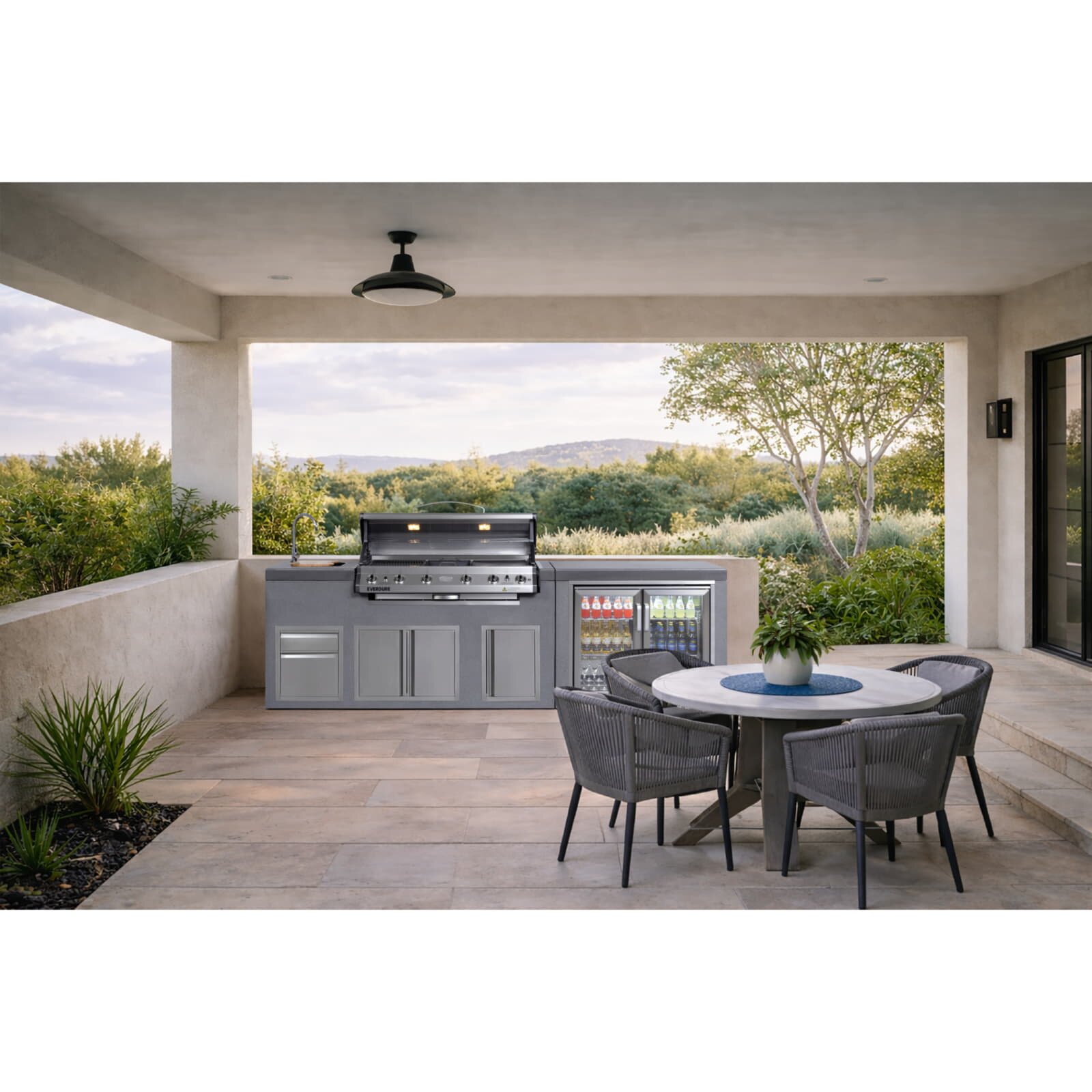 Everdure NEO Stone Outdoorküche inkl. Gasgrill, Doppelkühlschrank, Spülbecken