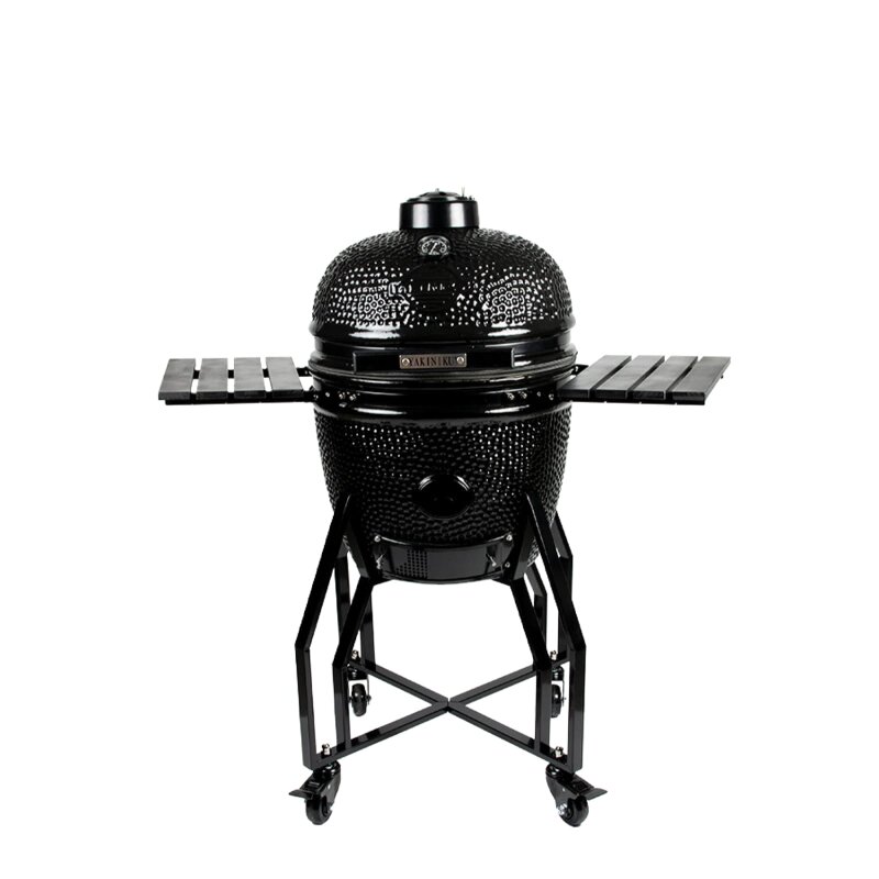Keramikgrill Yakiniku Kamado 16", Medium Black Edition Set inkl. Gestell + Seitentische