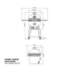 Keramikgrill Yakiniku Kamado 16", Medium Black Edition Set inkl. Gestell + Seitentische