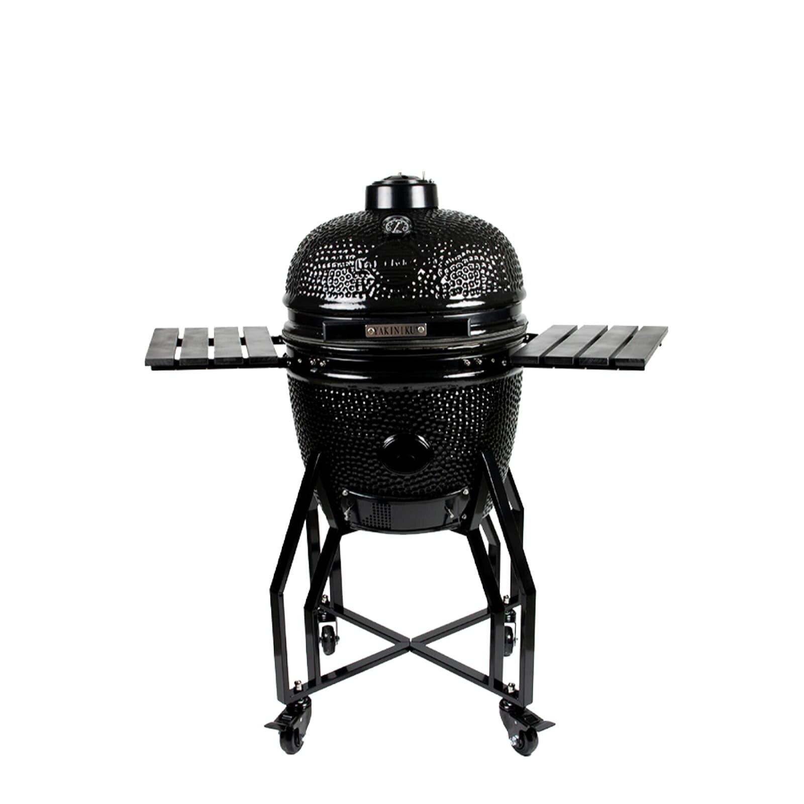 Keramikgrill Yakiniku Kamado 16", Medium Black Edition Set inkl. Gestell + Seitentische