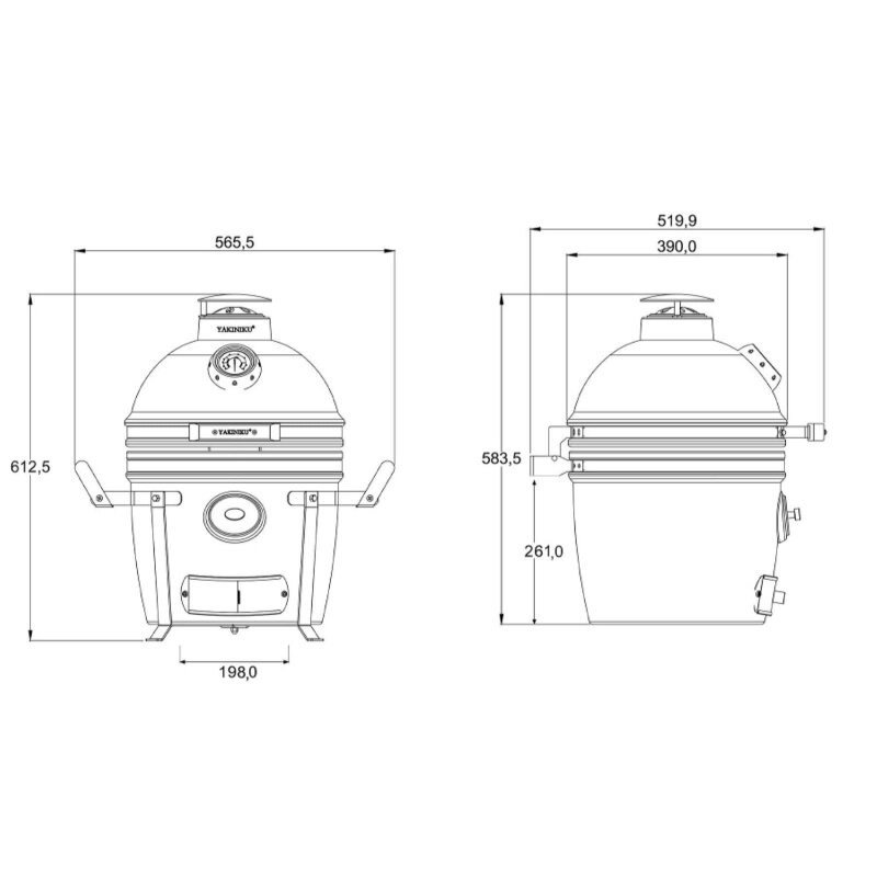 Keramikgrill Yakiniku Kamado 13", Compact inkl. Camping Gestell