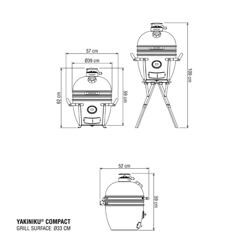 Keramikgrill Yakiniku Kamado 13", Compact inkl. Camping Gestell